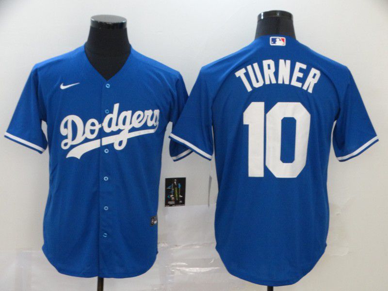 Men Los Angeles Dodgers 10 Turner Blue Nike Game MLB Jerseys
